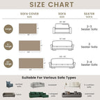 ROOMLIFE Chenille Couch Cover for Sectional Couches, 3 Cushion Sofa Cover Pet-Friendly Anti-Slip Stretchable Sofa Slipcovers Furniture Protector Fits Loveseat Recliner, 71x118 Inch (Khaki Striped)