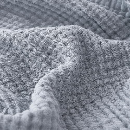 EMME Cotton Muslin Throw Blanket Couch Breathable Gauze Blanket Soft Lightweight Blankets Adults (Dusty Blue, 50"x60") - color: 11 - Dusty Blue, size: Throw (50" x 60")