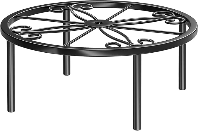9 IN Plant Stand 1 PIC Metal Flower Pot Holders Indoor Tall 3.5'' Plant Rack Plant Riser Plant Shelf Accessories For Living Room Balcony Round Black