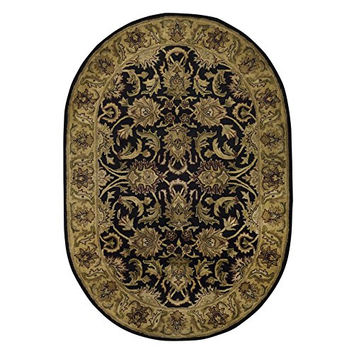 SAFAVIEH Classic Collection 7'6" x 9'6" Oval Black / Gold CL252A Handmade Traditional Oriental Premium Wool Area Rug - size: 7'6" x 9'6" (Oval)