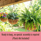 LaLaGreen Hanging Baskets for Plant Outdoor (18 Inch, 4 Pack) Large Black Metal Wire Hanging Planter with Coco Liner Round Flower Pot Hook Holder Hanger Deck Porch Country Modern Garden Balcony Decor - size: 18" x 4 Pack