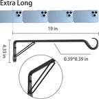 2 Pack Extra Long 19 Inch Heavy-Duty Rust-Resistant Solid Steel Plant Hangers and Bird Feeder Hangers for Indoor and Outdoor Decor, Wall Hooks