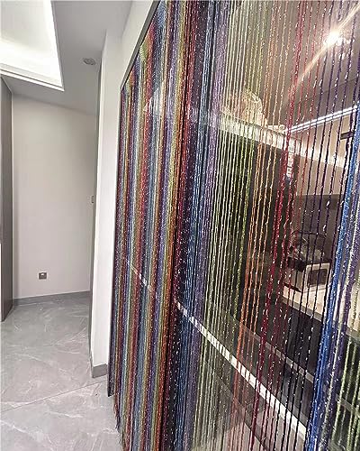 ave split Decorative Door String Curtain Wall Panel Fringe Window Room Divider Blind Divider Tassel Screen Home 100cm*200cm (Colorful18) - color: Colorful18
