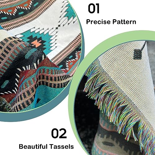 Hopstar Aztec Throw Blanket Navajo Indian Blankets and Throws Boho Western Decor Couch Cover Blanket for Bed Sofa Living Room Beach Travel 51"x63" (Colin) - color: Colin, size: 51"x63"