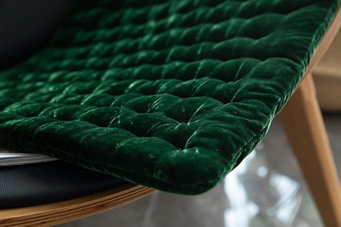 vctops Luxury Velvet Square Chair Pad Thin Soft and Comfy Chair Cushion Tufted Indoor Seat Cushion Pillow Tatami (Dark Green,17"x17")