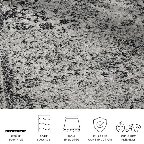 SAFAVIEH Adirondack Collection Accent Rug - 2' x 3', Grey & Black, Distressed Vintage Floral Design, Non-Shedding & Easy to Clean, Ideal for Front Door, Kitchen, Entryway, Foyer (ADR109B) - color: Grey/Black, size: 2' x 3' (Rectangular)