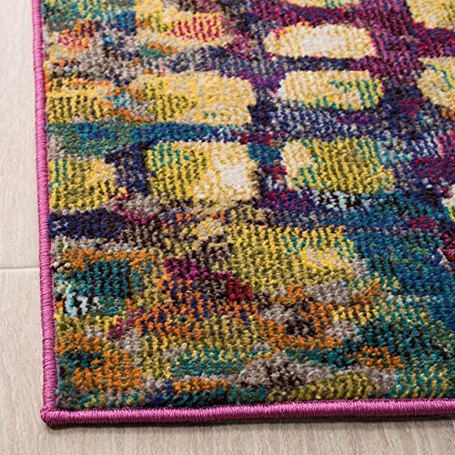 SAFAVIEH Madison Collection Runner Rug - 2'2" x 6', Fuchsia & Gold, Boho Abstract Distressed Design, Non-Shedding & Easy Care, Ideal for High Traffic Areas in Living Room, Bedroom (MAD425D) - color: Fuchsia/Gold, size: 2'2" x 6' (Runner)