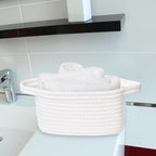 ABenkle Small Storage Basket, Mini Basket, Cute Tiny Cotton Rope Woven Basket, Shelf Basket, Boho Decorative Toy Storage Bin Gift Baskets, White