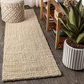 JONATHAN Y Hiro Hand Woven Chunky Jute Ivory Runner Rug, 2x10, Bohemian, Transitional, Easy-Cleaning for Living Room, Bedroom, Kitchen, Pet Friendly, Non-Shedding (NFR103A-210) - size: 2'2" x 10' (Runner)
