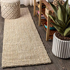 JONATHAN Y Hiro Hand Woven Chunky Jute Ivory Runner Rug, 2x8, Bohemian, Transitional, Easy-Cleaning for Living Room, Bedroom, Kitchen, Pet Friendly, Non-Shedding (NFR103A-28) - size: 2'2" x 8' (Runner)
