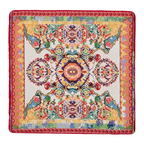 Bohemian Jacquard Throw Pillow Cover 18x18, Vibrant Multicolor Woven Tapestry Cushion Shell with Red Piped Edges, Decorative Square Pillow Case, Solid Red TC Backing - Cover Only - color: Sapphire Blue: Bohemian Pattern