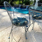 LVTXIII Outdoor Bistro Chair Cushions, 15"x15"x4" Round Patio Chair Cushions, All Weather Tufted Seat Cushions for Patio Furniture Use, Set of 2, Swaying Palms Blue - color: Swaying Palms Blue