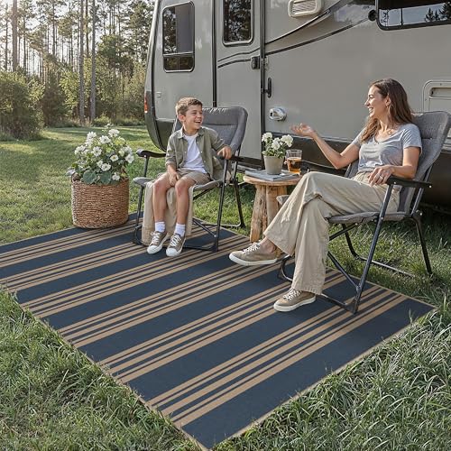 PureCozy Striped Easy Jute Rug 4x6 Blue Entryway Carpet Washable Non Slip Office Door Mat Farmhouse Neutral Non Shedding Small Indoor Outdoor Rug for Bathroom Kitchen Bedroom Living Room - color: Blue/Striped, size: 4' x 6' (Rectangular)