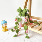 Boho Crochet Hanging Basket - Cute Car Mirror Plant Accessory