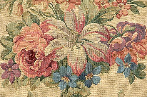Charlotte Home Furnishings Inc Premium 18x18 Decorative Throw Pillow Cover, Bouqet Floral Beige Cushion Cover, Cotton Jacquard Woven Pillow Cover for Couch, Sofa, Living Room Decor - color: Floral Beige