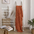 Simple&Opulence Cotton Throw Blanket for Bed, Couch, Boho Textured Geometric Knit Woven Blanket with Tassels Soft, Lightweight Breathable Shabby Chic Farmhouse Decoration for All-Season(Rust Orange)