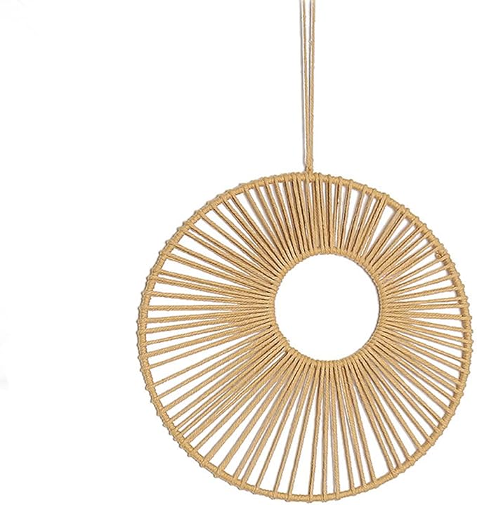 ANIUHL Round Macrame Wall Hanging Double-ring Woven Basket Geometric Circle Hoop Boho Modern Wall Art Home Decor for Bedroom Living Room(12 Inches)