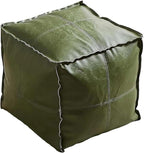 Louis Donné UNSTUFFED Pouf Ottoman, Square 17.7" Faux Leather Floor Footrest Cushion, Waterproof Poofy Ottoman Cover for Storage Living Room Decoration Bedroom Office Chair(ONLY Cover NO Filler)