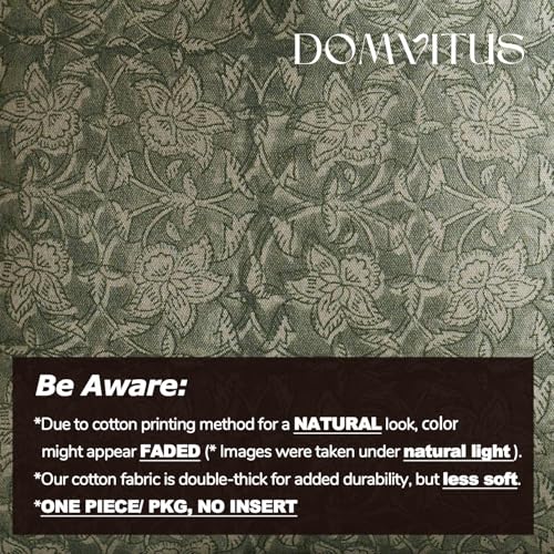 DOMVITUS Floral Pillow Covers 18x18 Throw Pillow Covers Block Print Vintage Decorative Neutral Pillow Cover for Couch Bed Living Room Dusty Green 1PC - color: Dusty Green, size: 18" x 18" (Pack of 1)