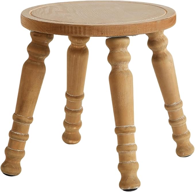 100% Solid Wooden Step Stool, Solid Wooden Stool for Adults, Small Wood Plant Stools, Short Stool for Bathroom, Kitchen, Bedroom, Plant Stand