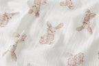 Little Jump Cotton Muslin Swaddle Blankets with Tassel, Boho Bohimia Muslin Baby Blanket Neutral with Fringe, Vintage Teddy Bear Nursery Decor Muslin Throw Blanket 47" x40" (Bunny)