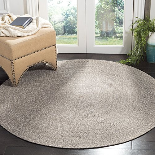 SAFAVIEH Braided Collection Area Rug - 4' Round, Ivory & Beige, Handmade Woven Cotton, Boho Reversible Style, Ideal for Living Room, Bedroom, Dining Space (BRD256B) - color: Ivory/Beige, size: 4' (Round)