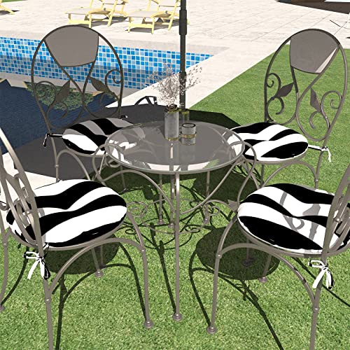 LVTXIII Outdoor Bistro Chair Cushions, 15"x15"x4" Round Patio Chair Cushions, All Weather Tufted Seat Cushions for Patio Furniture Use, Set of 2, Cabana Black - color: Cabana Black