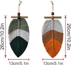 Boho Macrame Leaves Hanging Wall Decor (2set), Bohemian Woven Leaf Tapestry, Bohemian Tassels Decorations for Spring Nursery Bedroom Living Room
