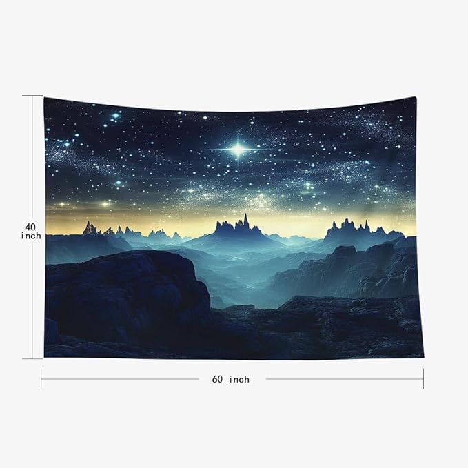 EMMTEEY Fantasy Tapestry Mountains under Starry Sky 60X40 Inch Small Tapestry Wall Art Hanging Tapetries for Bedroom Living Room Dorm Décor