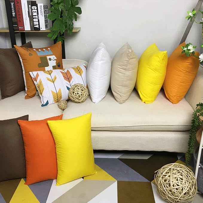 4-Pack 100% Cotton Comfortable Solid Decorative Throw Pillow Case Square Cushion Cover Pillowcase Sublimation Blank Pillow Covers Halloween DIY Throw Pillowcase(20x20 inch/ 50x50cm,Pumpkin Orange)