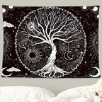 Wonrizon Tree of Life Tapestry,Black and White Galaxy Space Tapestries Aesthetic Psychedelic Wall Hanging decor for Living Room Bedroom (59.1" x 82.7") - size: 82.7"L x 59.1"W