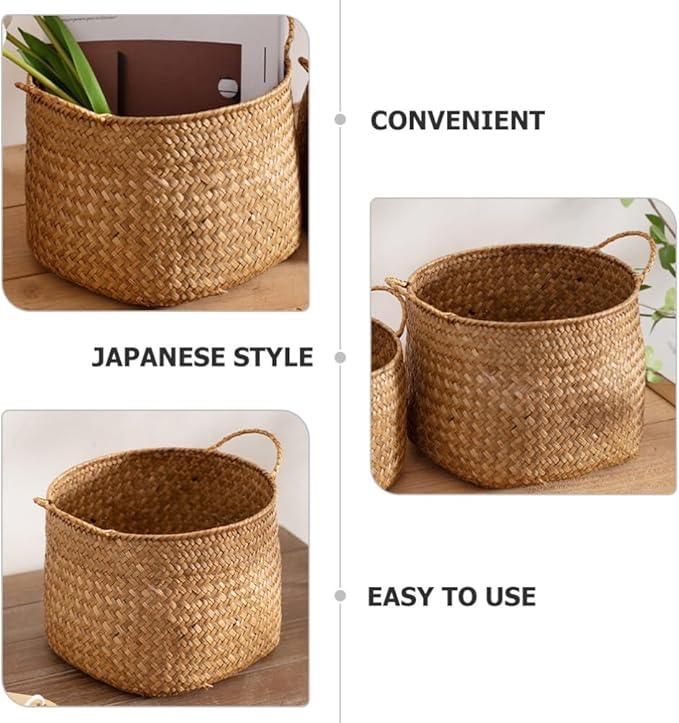 Box Rustic Touch Basket for Storage Desktop Flower Arrangement Basket Storage Grocery Woven Seagrass Organizer s for Shelves Woven s for Storage