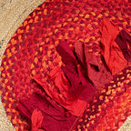 SAFAVIEH Cape Cod Collection 4' Round Red / Natural CAP701Q Handmade Boho Fringe Jute & Cotton Area Rug - color: Red/Natural, size: 4' (Round)