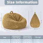 Stuffed Animal Storage Bean Bag Chair Cover (No Filler), Large Toy Storage Organizer & Comfy Kids Sofa Chair for Playroom, Teens Adults Toddler,Corduroy (Khaki, Cover Only)