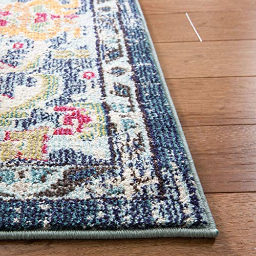 SAFAVIEH Monaco Collection Runner Rug - 2'2" x 6', Navy & Light Blue, Non-Shedding & Easy to Clean, Distressed Medallion Design, Ideal for Hallway, Foyer, Entryway, Kitchen, Bedroom (MNC243N) - color: Navy/Light Blue, size: 2'2" x 6' (Runner)
