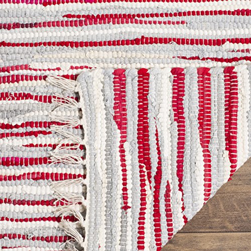 SAFAVIEH Rag Rug Collection Accent Rug - 3' x 5', Red & Multi, Handmade Boho Stripe Cotton, Ideal for High Traffic Areas in Entryway, Living Room, Bedroom (RAR129R) - color: Red/Multi, size: 3' x 5' (Rectangular)
