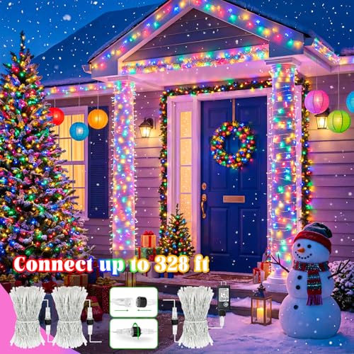 165FT 500 LED Outdoor String Lights, Plug in Christmas Lights Indoor Waterproof, 8 Modes Clear Wire String Lights for Outside Bedroom Patio Garden Party Xmas Holiday Decorations, Multicolor - color: Multicolor, size: 165ft 500LED
