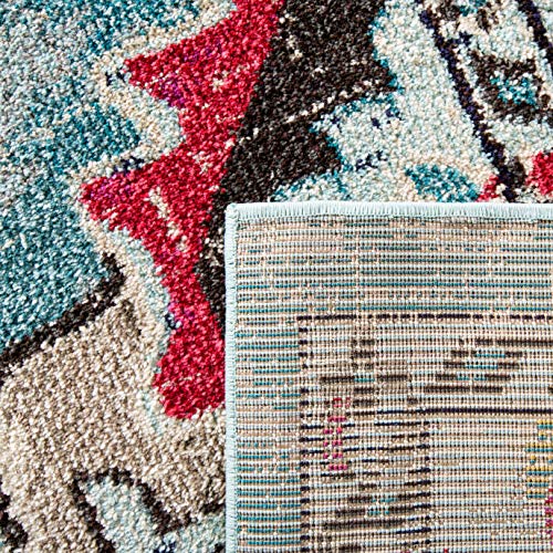 SAFAVIEH Monaco Collection Area Rug - 2'2" x 4', Light Blue & Fuchsia, Non-Shedding & Easy to Clean, Distressed Medallion Design, Ideal for Front Door, Kitchen, Entryway, Accent Space (MNC243J) - color: Light Blue/Fuchsia, size: 2'2" x 4' (Rectangular)