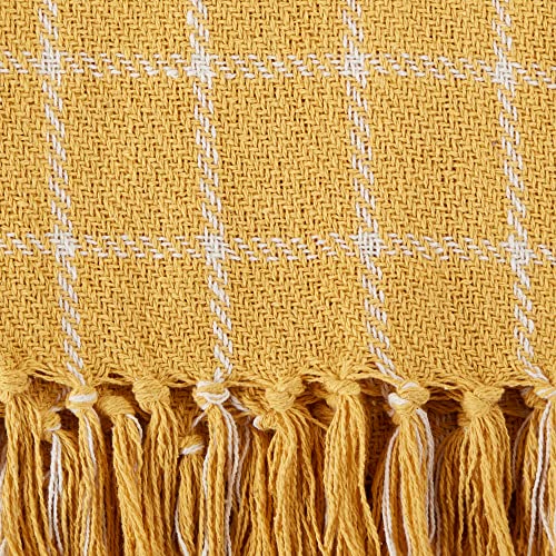 DII Transitional Checked Plaid Woven Throw, 50x60, Honey Gold - color: Honey Gold, size: 50x60"