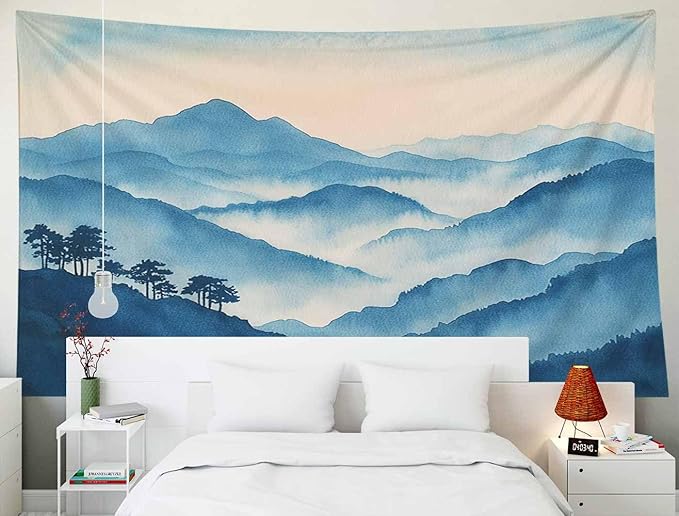 EMMTEEY Mountain Tapestry Cloudy Mountains 60X50 Inch Ceiling Tapestry Wall Art Hanging Tapetries for Bedroom Living Room Dorm Décor