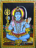 Lord Shiva sequins Cotton Wall Hanging Painting : Size 43"x30" Inches - color: Shiva