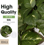 MY ROVALA Silk Plants for Home Decor Indoor in Pot Realistic Artificial Plants Hanging Faux Plants Indoor Fake Potted Plants for Shelves Bedroom Bathroom Trailing Plant, Fake Pothos Ivy (Dark Green)