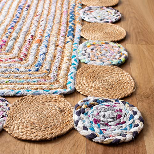SAFAVIEH Cape Cod Collection Runner Rug - 2'3" x 6', Beige & Multi, Handmade Boho Braided Jute & Cotton, Ideal for High Traffic Areas in Living Room, Bedroom (CAP201B) - color: Beige/Multi, size: 2'3" x 6' (Runner)