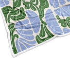 Boho Abstract Colorful Floral Throw Blanket, Vintage Retro Patchwork Blue Green Flower Botanical Geometric Aesthetic Groovy Flannel Throw Blanket for Chair Bed Sofa Couch, 50X60IN