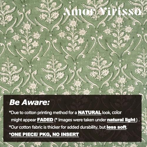 Amor Virisso Floral Pillow Covers 20x20 Inch Farmhouse Block Print Pillow Cover Accent Square Neutral Modern Decorative Throw Pillow Covers for Living Room Couch Bed Sofa Chair, Sage Green - color: Sage Green, size: 20" x 20" (Pack of 1)