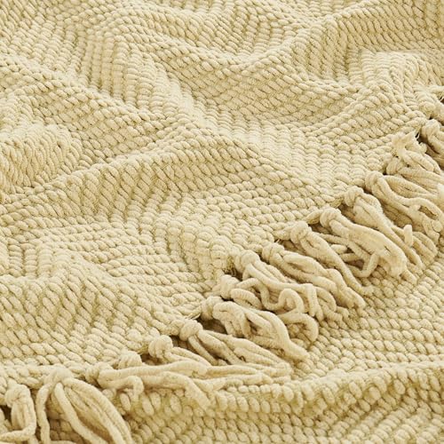 Home Soft Things Throw Blanket Knitted Tweed Throw 50'' x 60'', Light Camel, Super Soft Cozy Warm Comfortable Breathable Throw for Living Room Chair Couch Bed Sofa Bedroom Home Décor - color: Light Camel, size: 50 in x 60 in