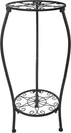Metal Plant Stand 2 Tier Indoor Outdoor, Tall Flower Pot Shelf Rustproof Stable Corner Stand, 25.2 inch Multiple Plant Display Rack for Living Room Patio Balcony Garden