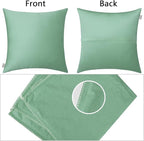 Thmyo 4-Pack 100% Cotton Comfortable Solid Decorative Throw Pillow Case, Square Cushion Cover Pillowcase Sublimation Blank Pillow Covers DIY Throw Pillowcase for Sofa(18x18 inch/ 45x45cm,Mist Green)