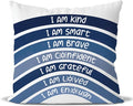 QIYUHOY Boho Rainbow Classroom Throw Pillow Covers, Book Center Calming Corner Playroom Decor Pillow Case, Purple Pillow Cover, I Am Kind Smart Brave Confidence 18x18 Inch (Navy)
