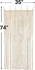 IOWER Macrame Curtain Handmade Ivory 35" W x 74" L, Boho Curtains for Bedroom, Living Room, Doorway, Wedding Backdrop, Macrame Wall Hanging, Apartment, Closet, Arch